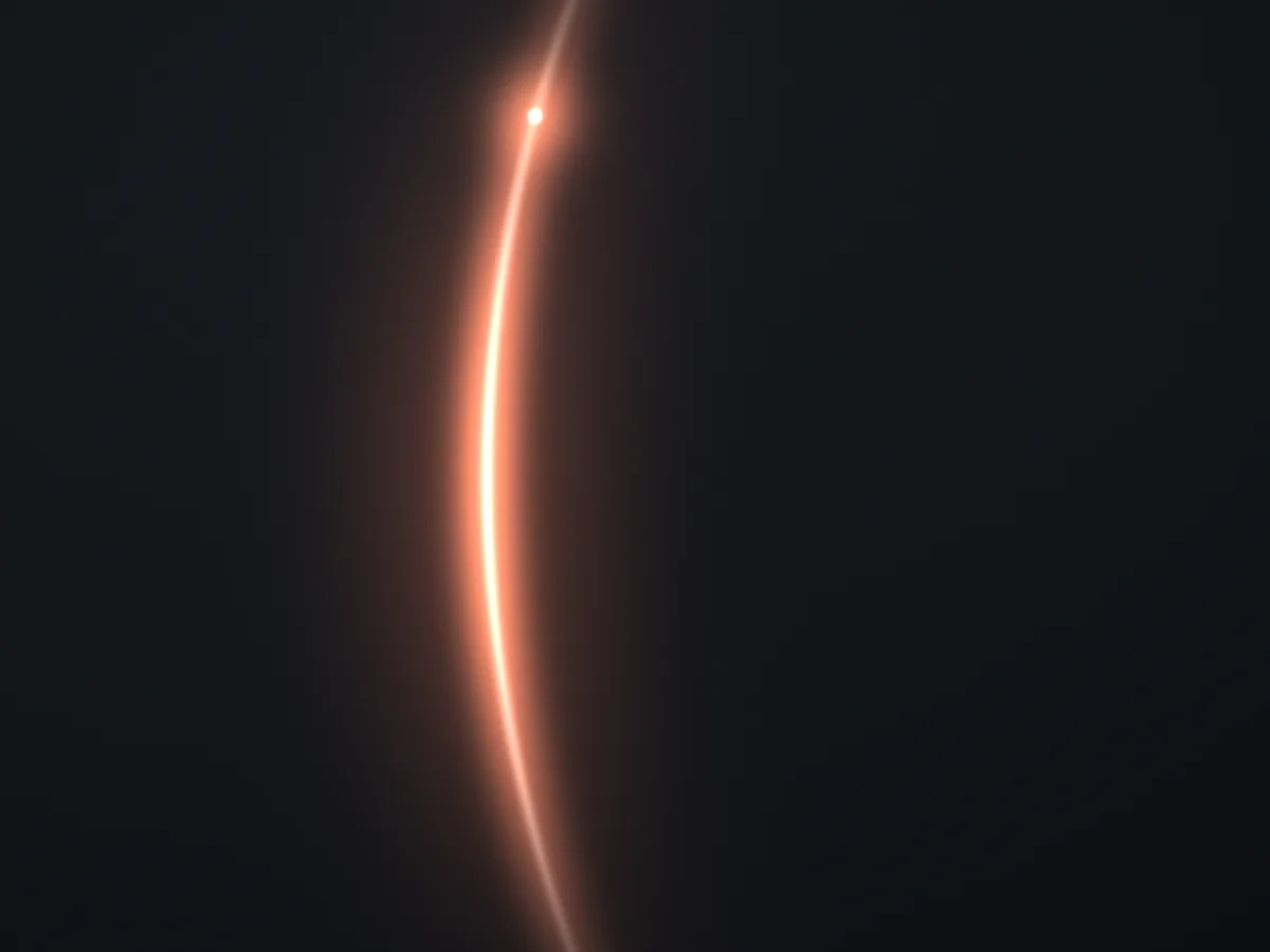 Arco de luz terracota naciendo en un campo oscuro